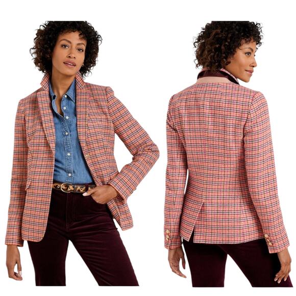 Talbots Classic Shetland Wool Blend Blazer Jacket Apple Plaid Size 18W - Picture 3 of 11